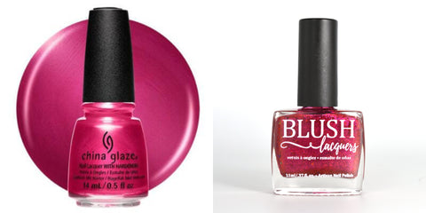 China Glaze Alpenglow vs. BLUSH Lacques Besame Nail Polish Comparison