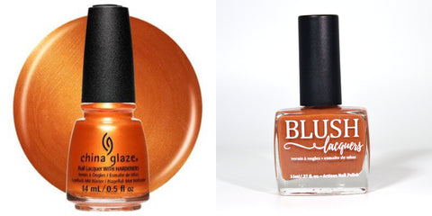 China Glaze Bring The Heat vs. BLUSH Lacquers Blazing Bonfire Nail Polish Comparison