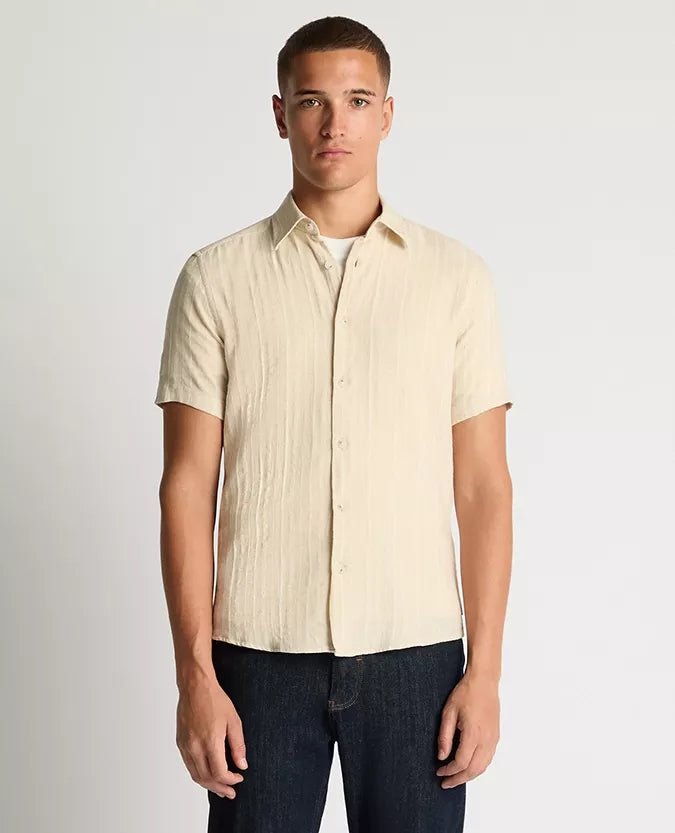 Remus Short Sleeved Beige Shirt - UK15.5 / EU39 / Beige / Slim