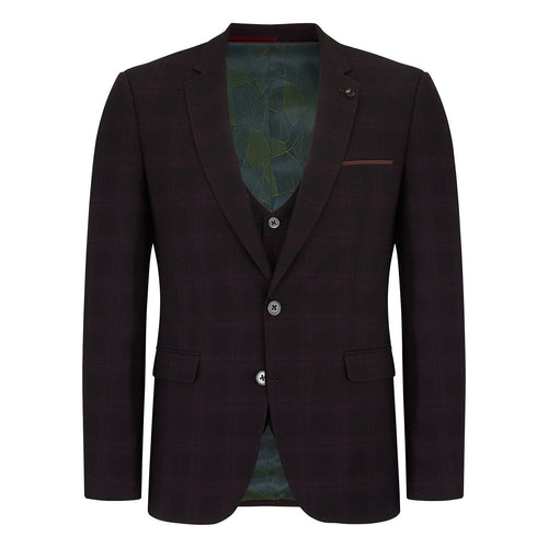 Ivory Suit With Check & Peak Lapels