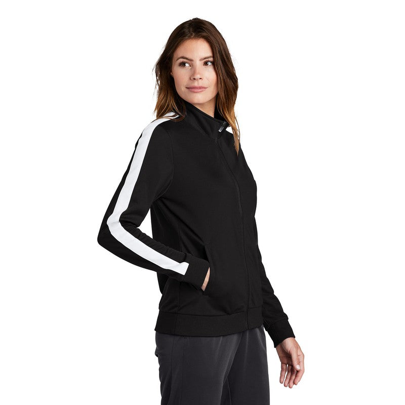 Sport-Tek ® Ladies Tricot Track Jacket-Black/White – Strayer Gift Store