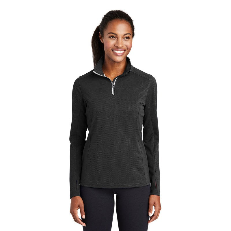 Sport-Tek® Ladies Sport-Wick® Textured 1/4-Zip Pullover-BLACK – Strayer ...