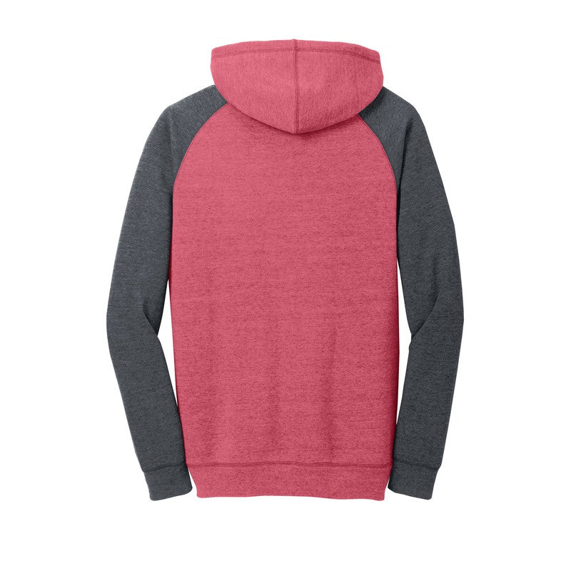 District ® Lightweight Fleece Raglan Hoodie-Heathered Red/ Heathered C ...