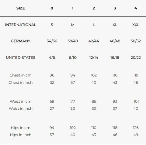 Wingate Size Chart