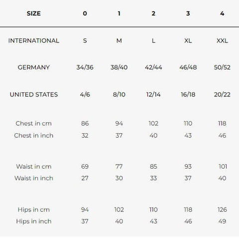 Wingate Size Chart