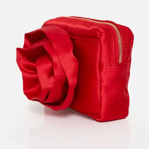 Braccialini mini red crossbody bag purse with rose-shaped mirror charm |  eBay