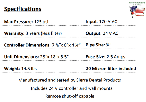 Sierra Dental 3/4 Water System Bipap W/Controller WSS34