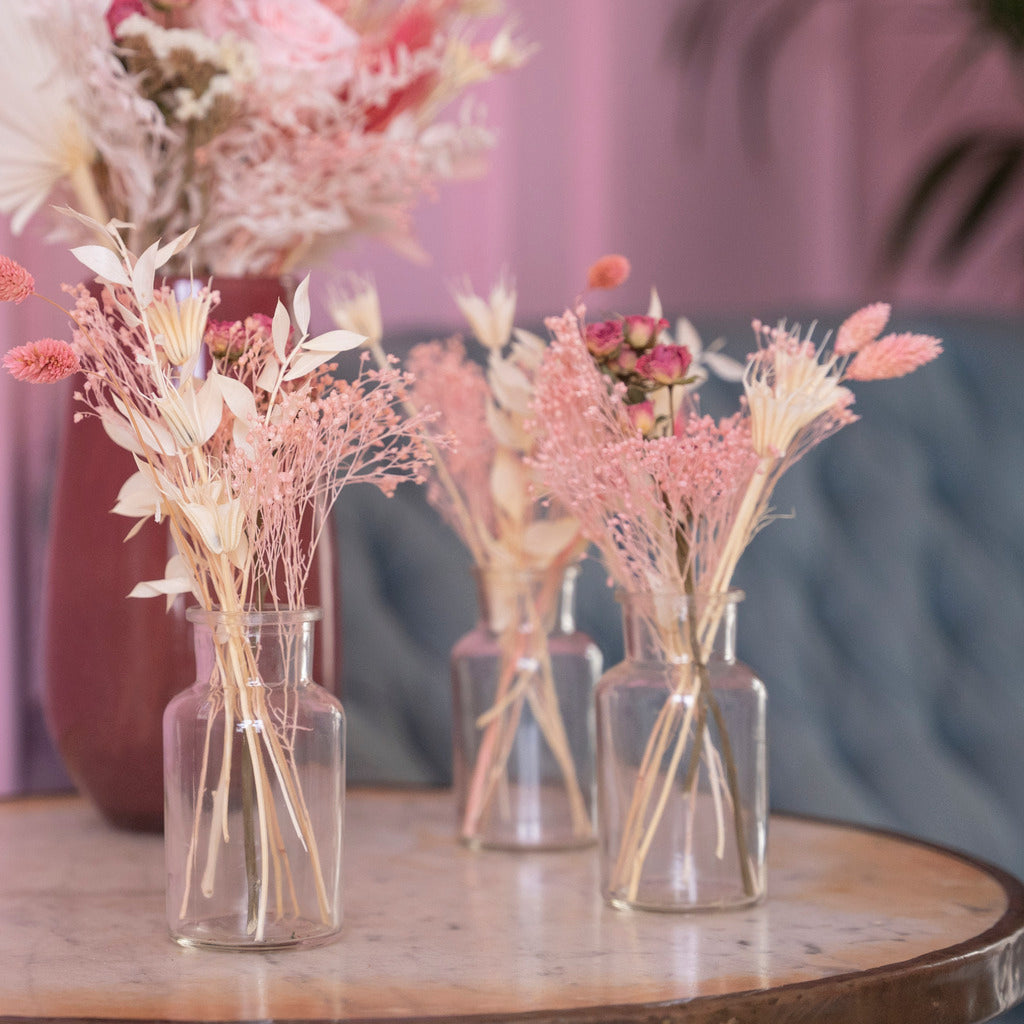 Pink Rebellion Bouquet - Dried Flowers in Glass Jars