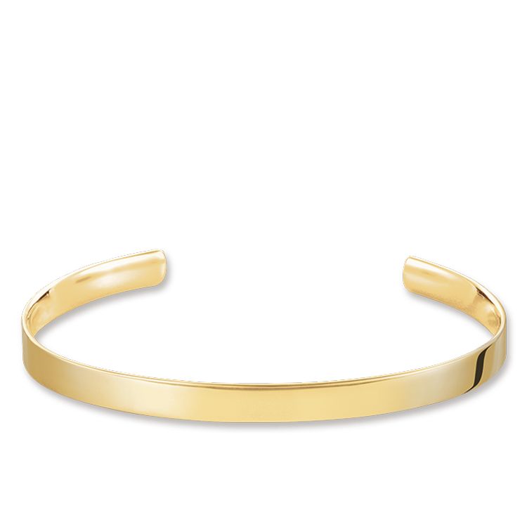 Sterling Silver Yellow Gold Plated 5mm Love Cuff Bangle Size 17cm Studio18 Jewellery Collection