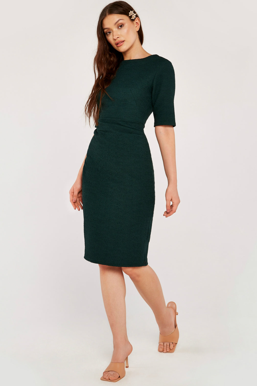 ruched side fitted shirt dress