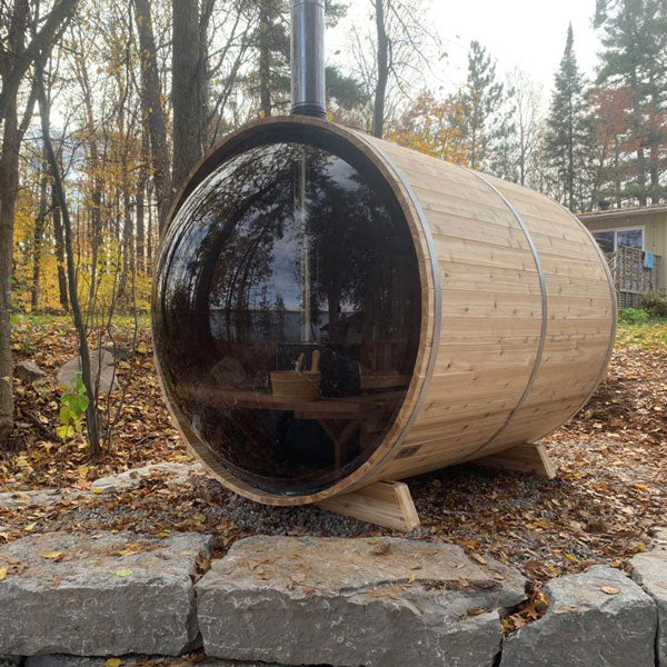 Dundalk Leisure Panoramic Sauna with Porch-Knotty Cedar Floor Standing