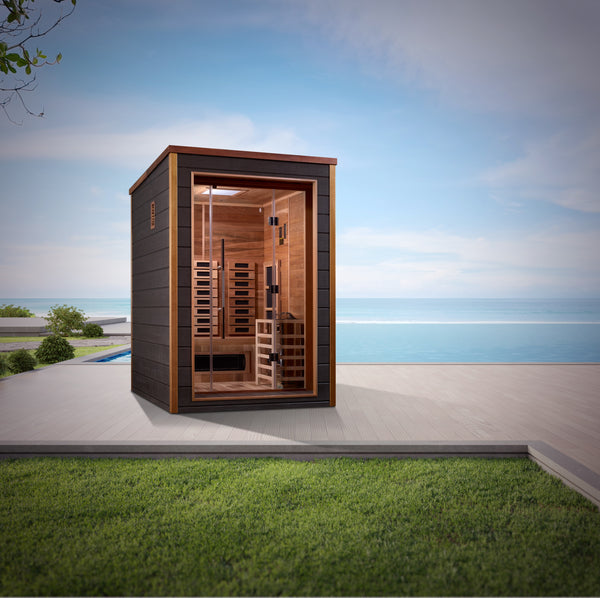 GOLDEN DESIGNS NORA 2 PERSON OUTDOOR-INDOOR PURETECH™ HYBRID FULL SPECTRUM SAUNA