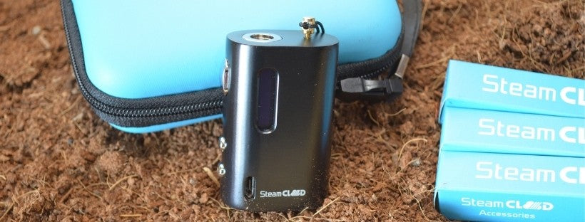 SteamCloud Box Mod Vape with Case and Three Boxes of Vape Cartridges
