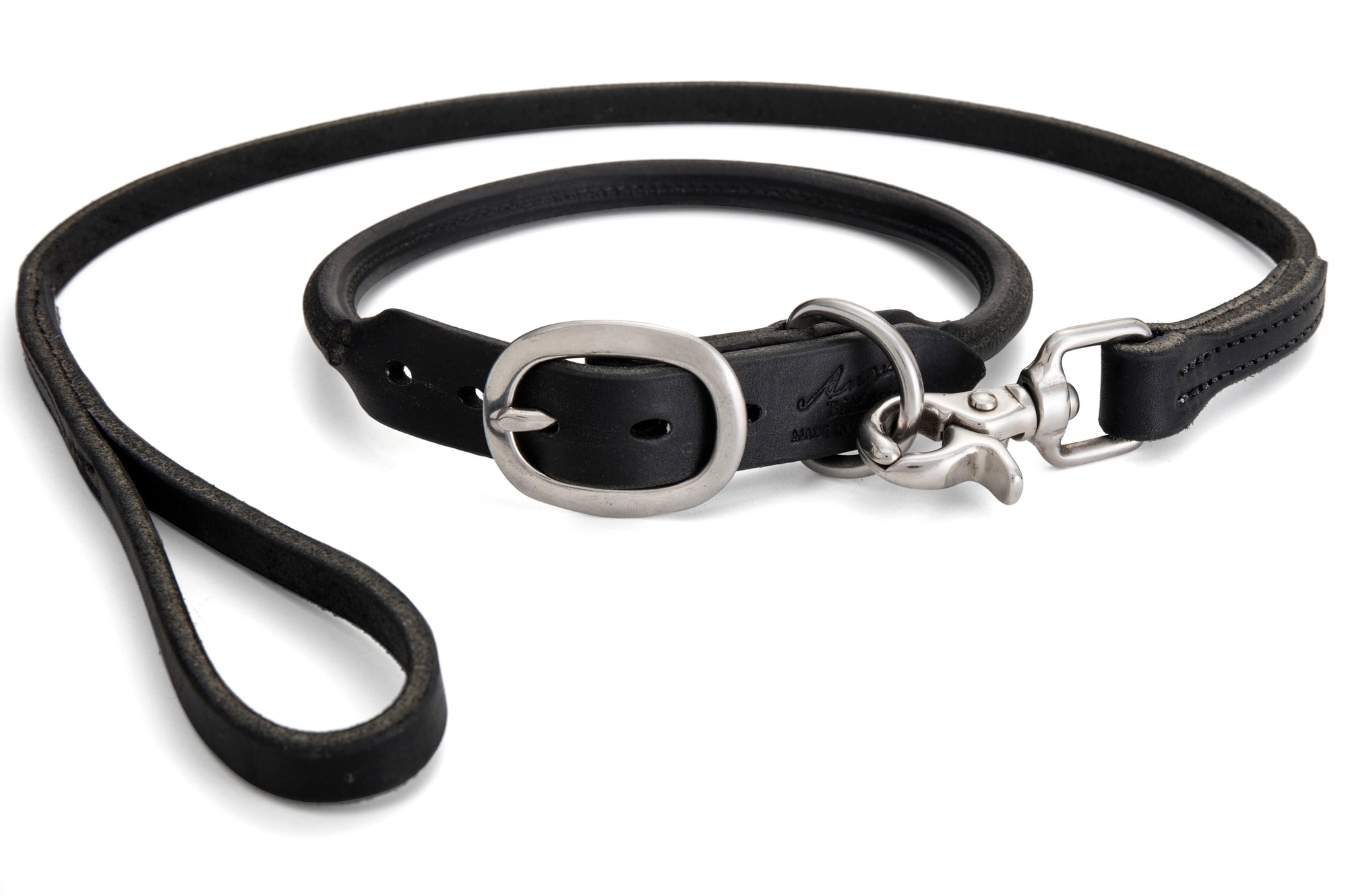 black leather collar