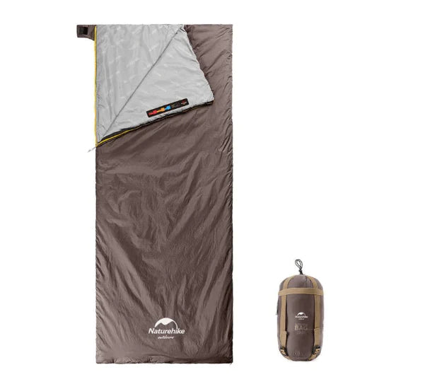 Compact Ultralight Sleeping Bag Naturehike 0.76kg – Brown (Left)
