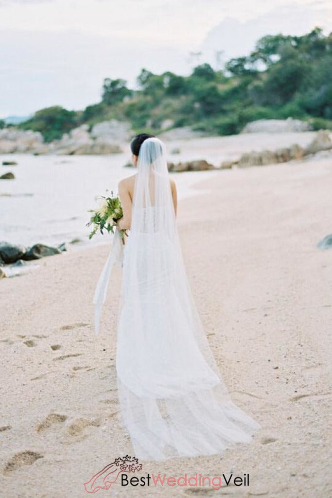 ivory lace edge veil