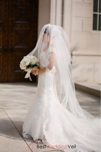 lace trim cathedral wedding veil