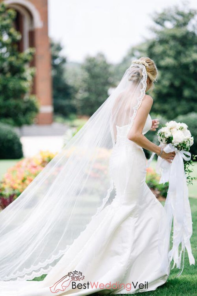 one tier wedding veils