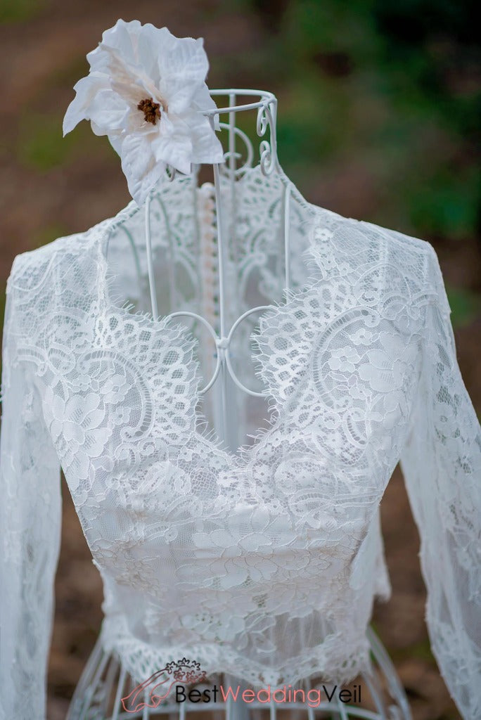 lace wedding dress topper with sleeves