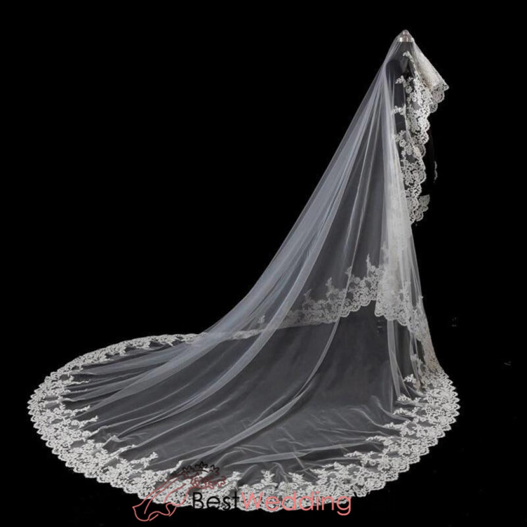 Buy Wedding Veils Cathedral Length Lace Applique Edge Bestweddingveil