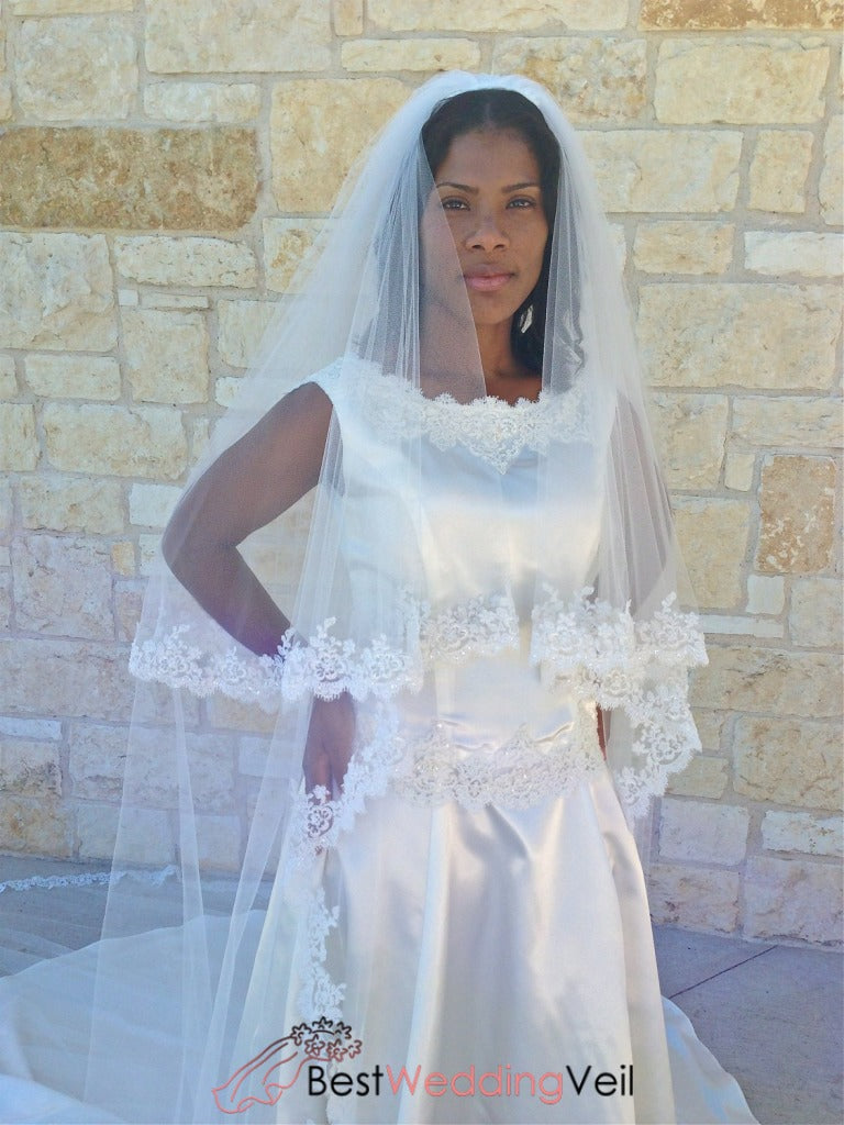 beaded lace wedding veils