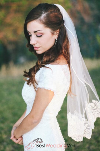 wedding veil lace edge