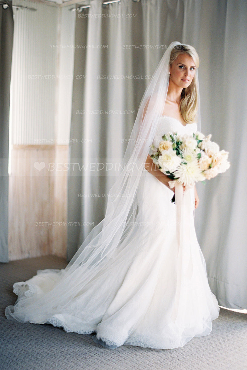 ivory long wedding veil