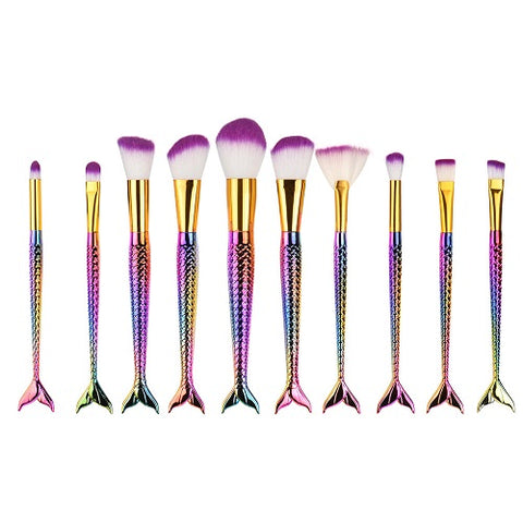 6-10Pcs Fish Tail Makeup Brush Set - marhami.com