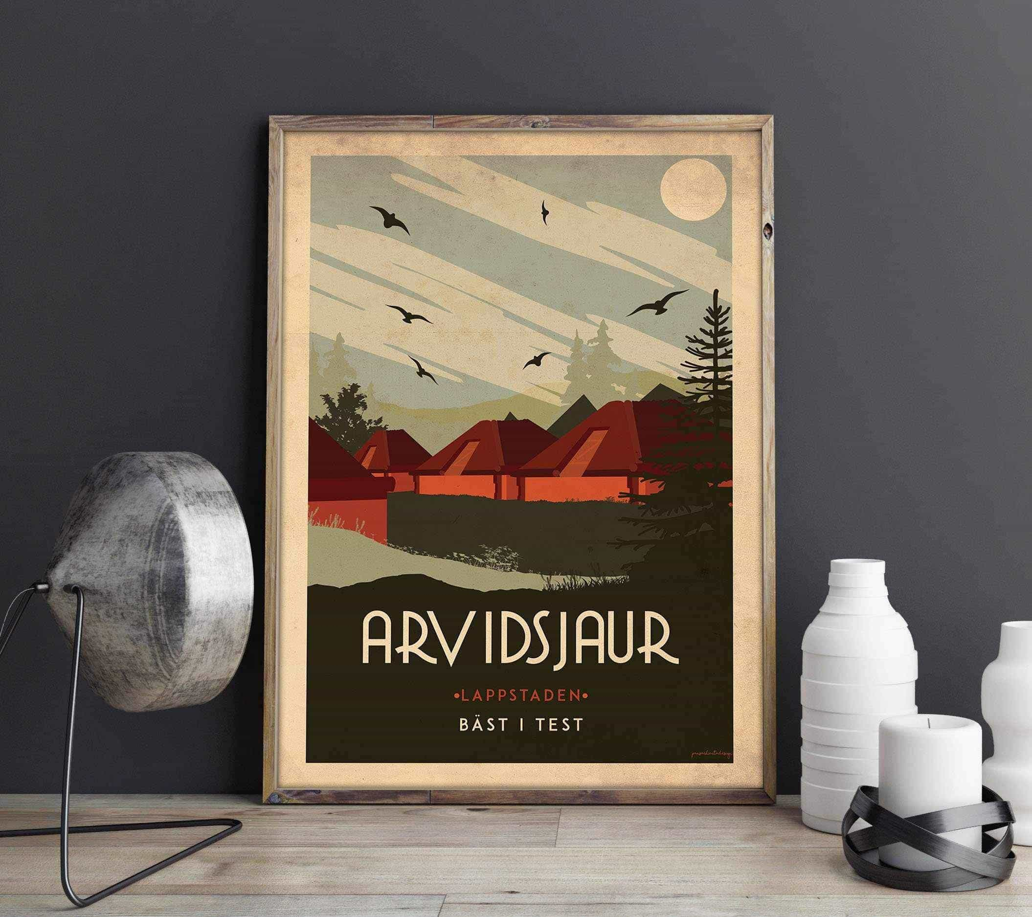 Arvidsjaur Art Deco Poster Affisch Pansarhierta