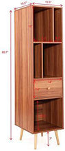 Modern Standing Storage 4-Shelf Bookcase Floor Cabinet for Books Media Display Side Corner Storage Bookshelf Walnut