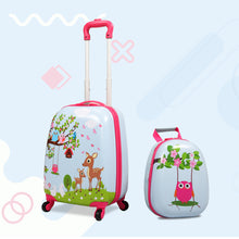 2Pc 12" 16" Kids Carry On Luggage Set Upright Hard Side Hard Shell Suitcase