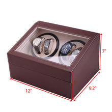 Watch Winder Storage Display Case Box 4+6 Automatic Rotate Leather Wooden Brown