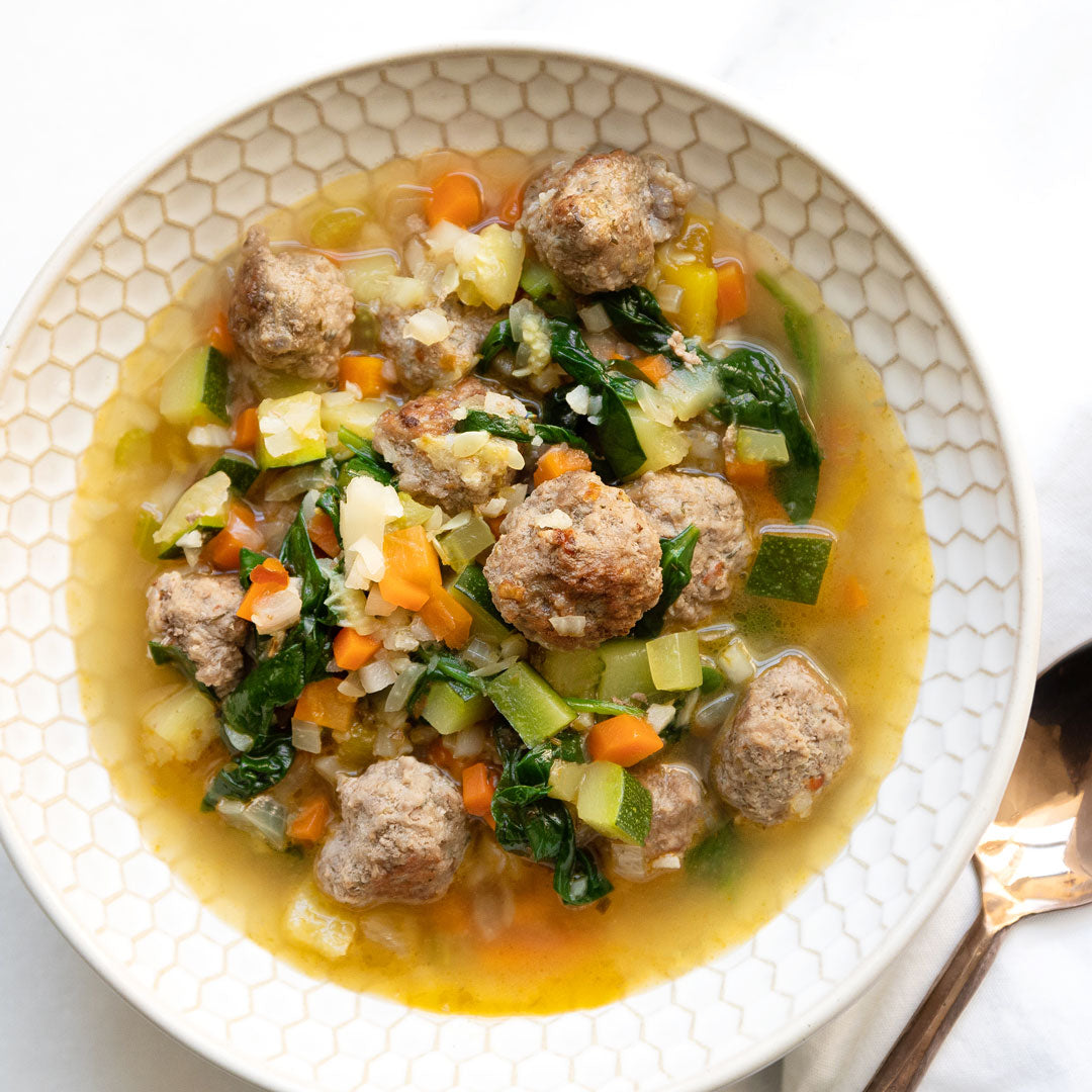 Veggie-Packed Greek Meatball Soup