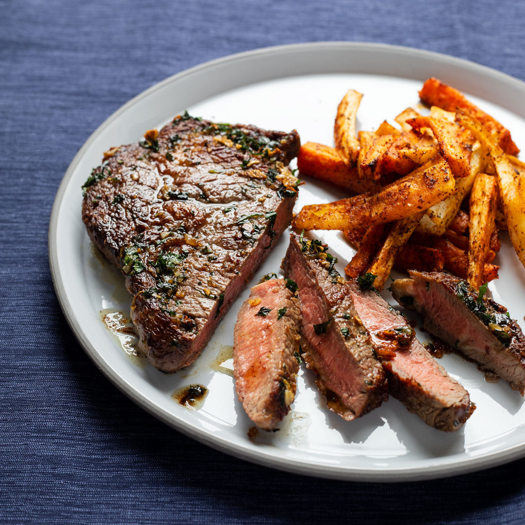 Whole30 Herbed Ghee Basted Ribeye Steak with Seasoned Frites Pre