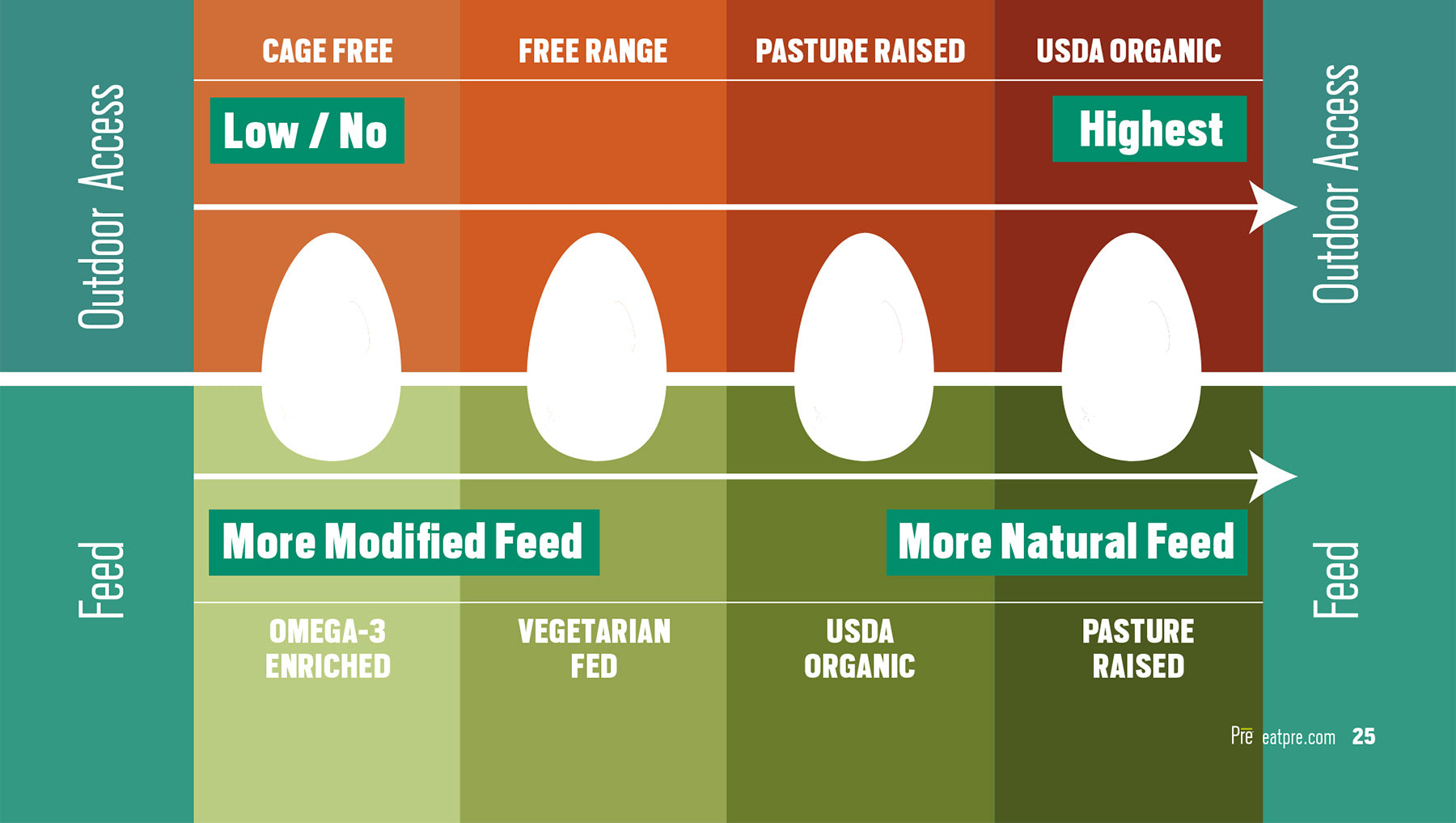 Egg labeling chart for outdoor access and feed