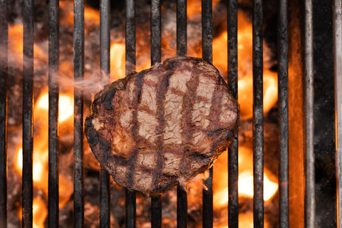 A steak on the grill