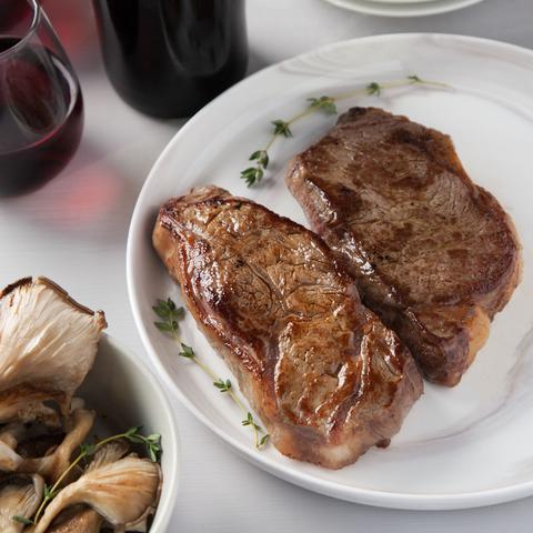 New York Strip Steak and Merlot Wine