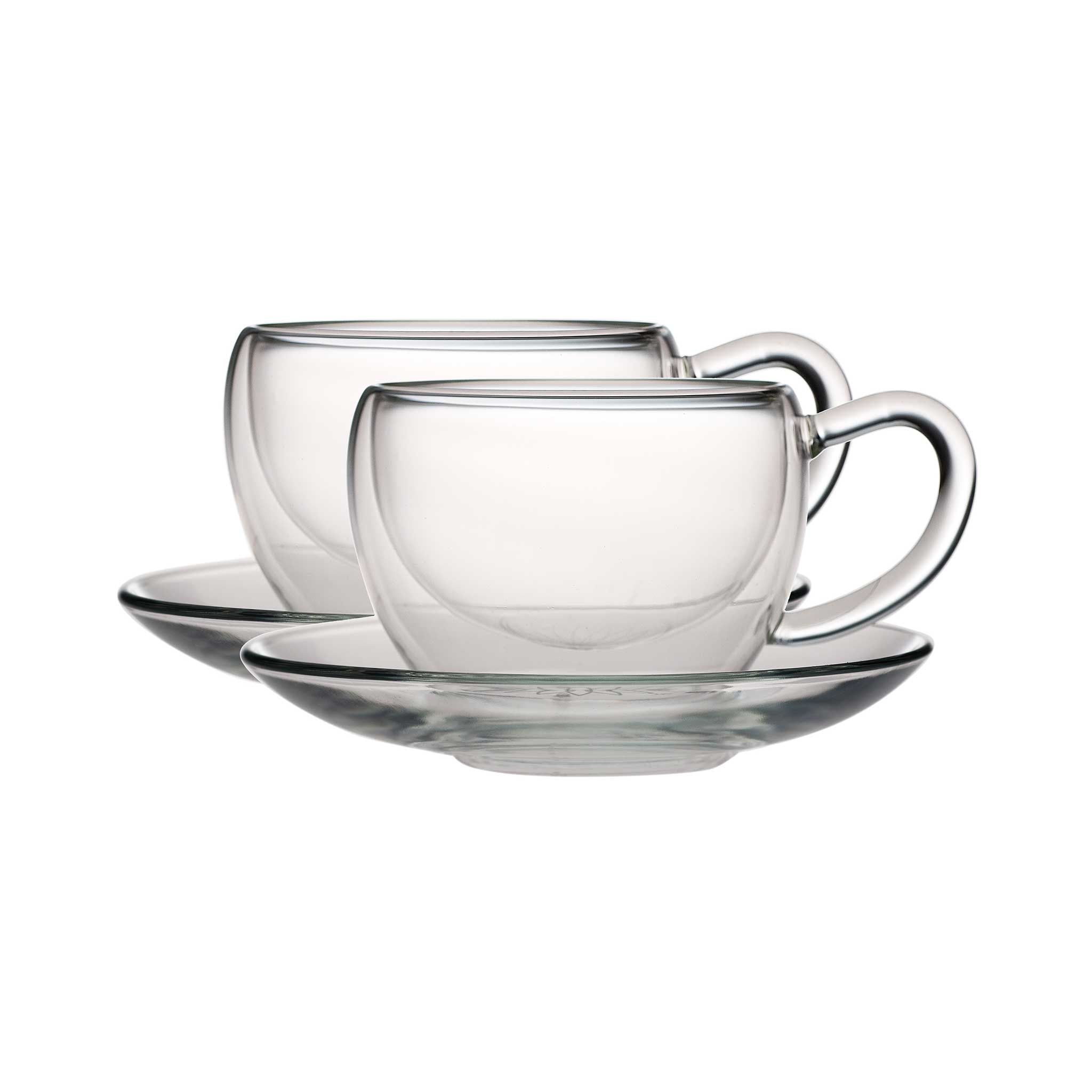 glass cup and saucer