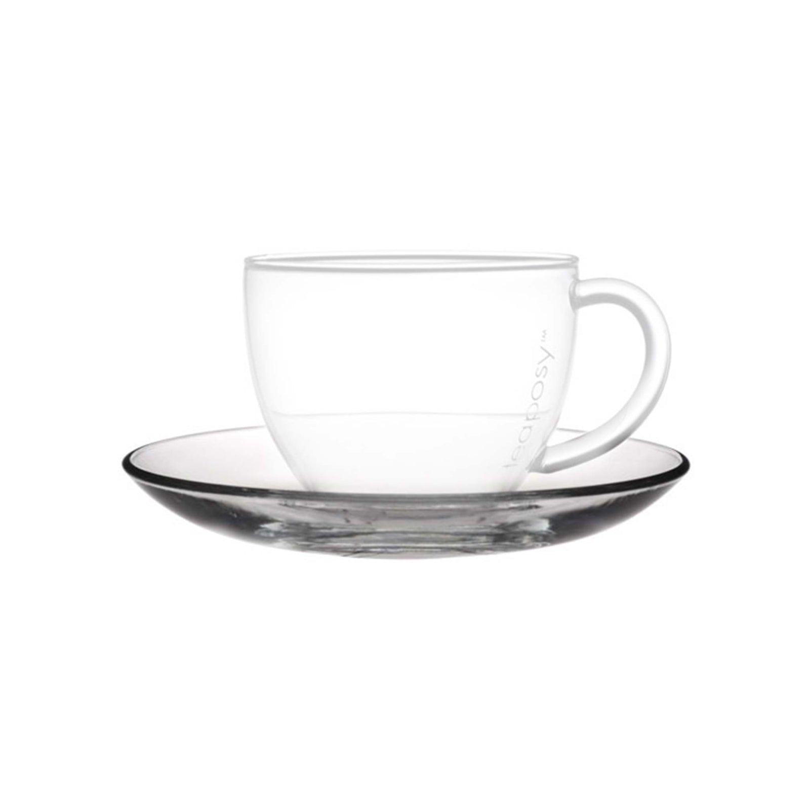 Soul Mates Glass Tea Cup + Saucer Set 3oz 