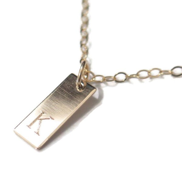 Custom Initial Tag Necklace, Engraved 