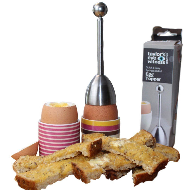 Egg Topper Cutter Cracker Tool - This Amazing Top Remover Perfectly Takes The Shell Top Off Hard/Soft Boiled Or Raw Hens Eggs In One Simple Clack. Made From Commercial Quality Stainless Steel.