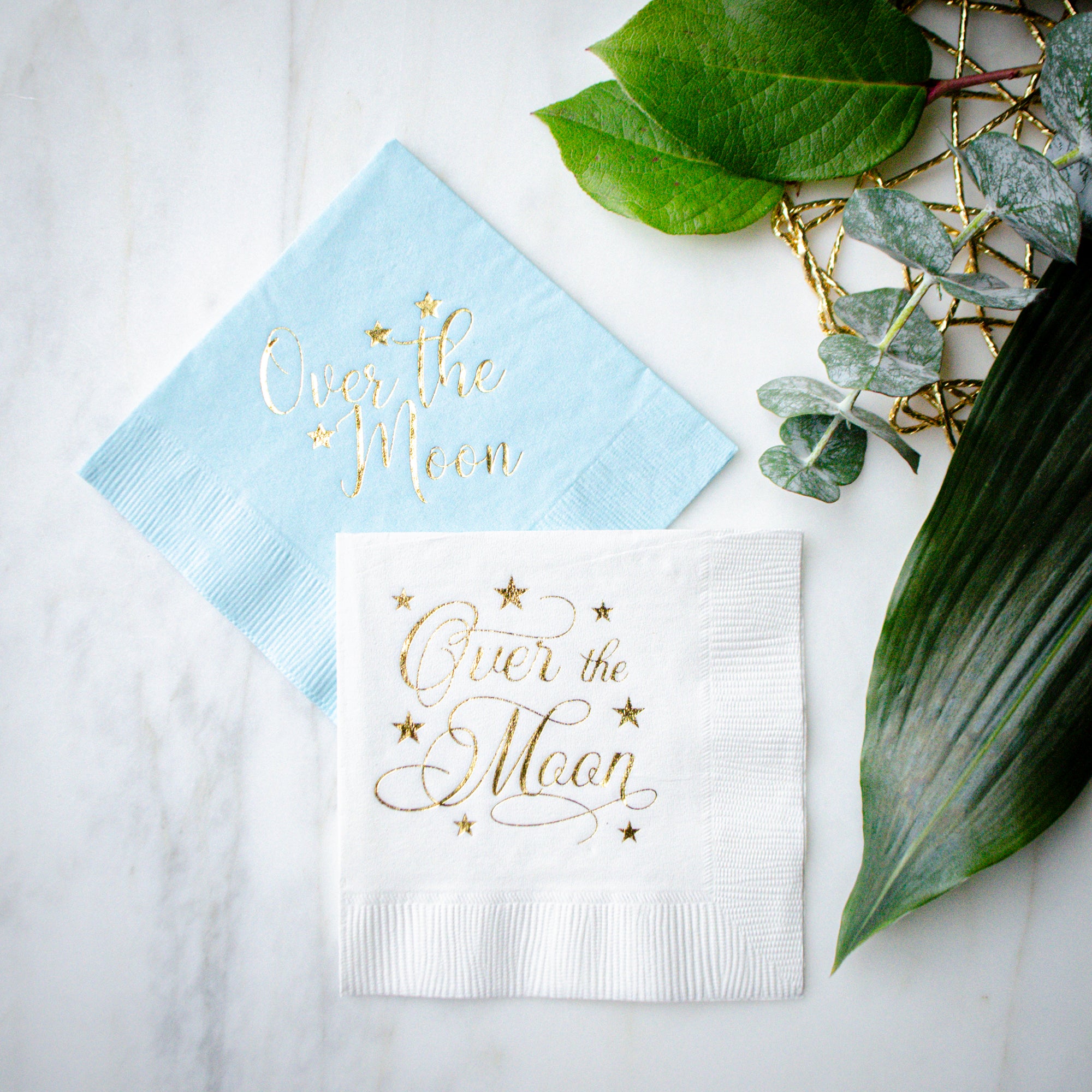 over the moon baby shower napkins