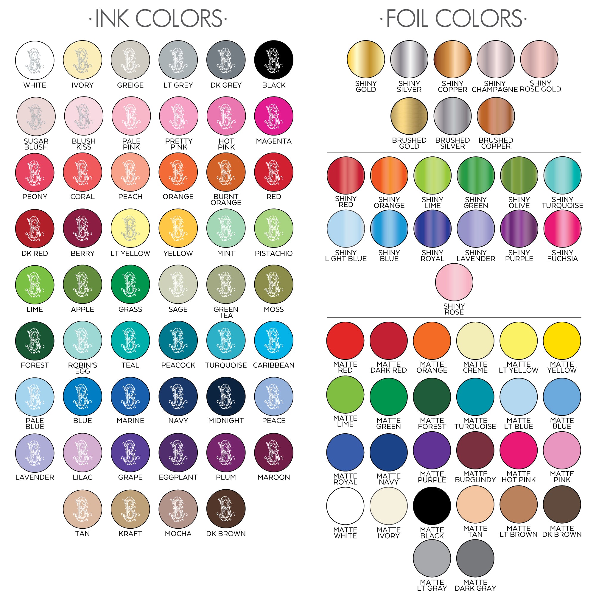 FOIL INK COLORS