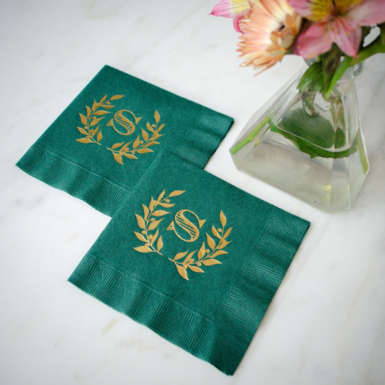 Forest Green Monogram Wedding Napkins Gb Design House