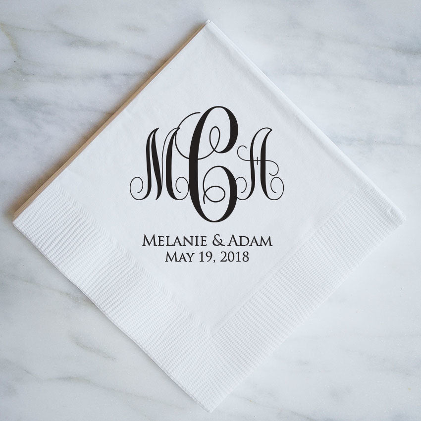 Monogram Script Wedding Napkins - GB Design House