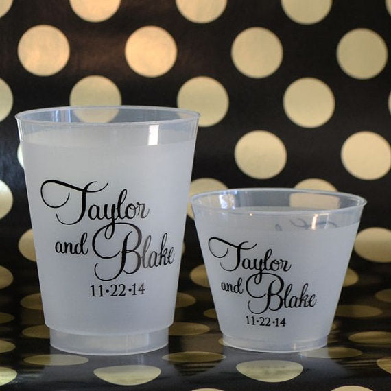 Custom Wedding Frosted Plastic Cups Gb Design House 9656