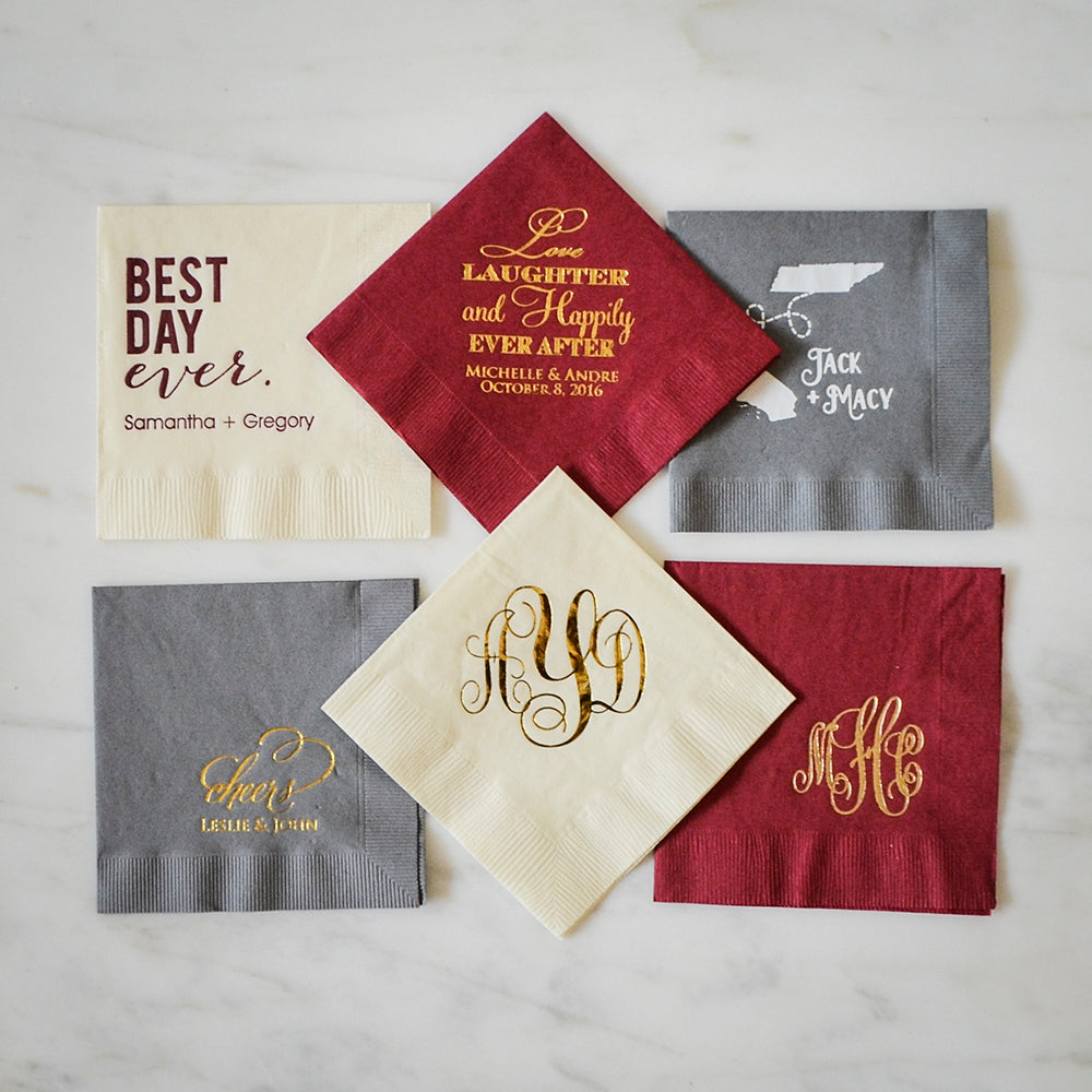 Custom Fall Wedding Beverage Napkins Gb Design House