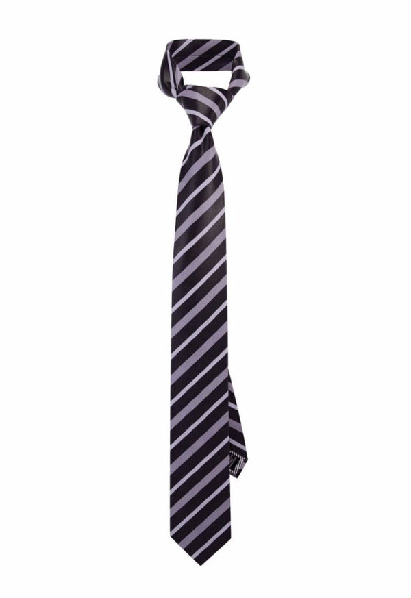 GoTie - Never Tie a Tie Again - Black Gray Multi-Striped Tie