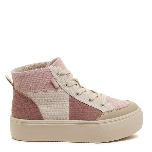 Rocket Dog Flair Pink Patchwork Platform Trainers