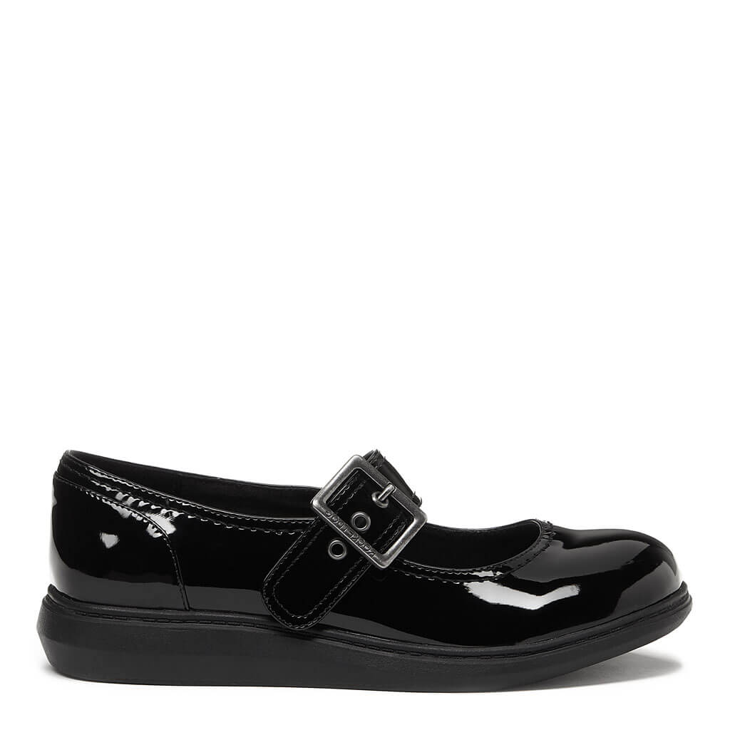 black patent buckle shoes